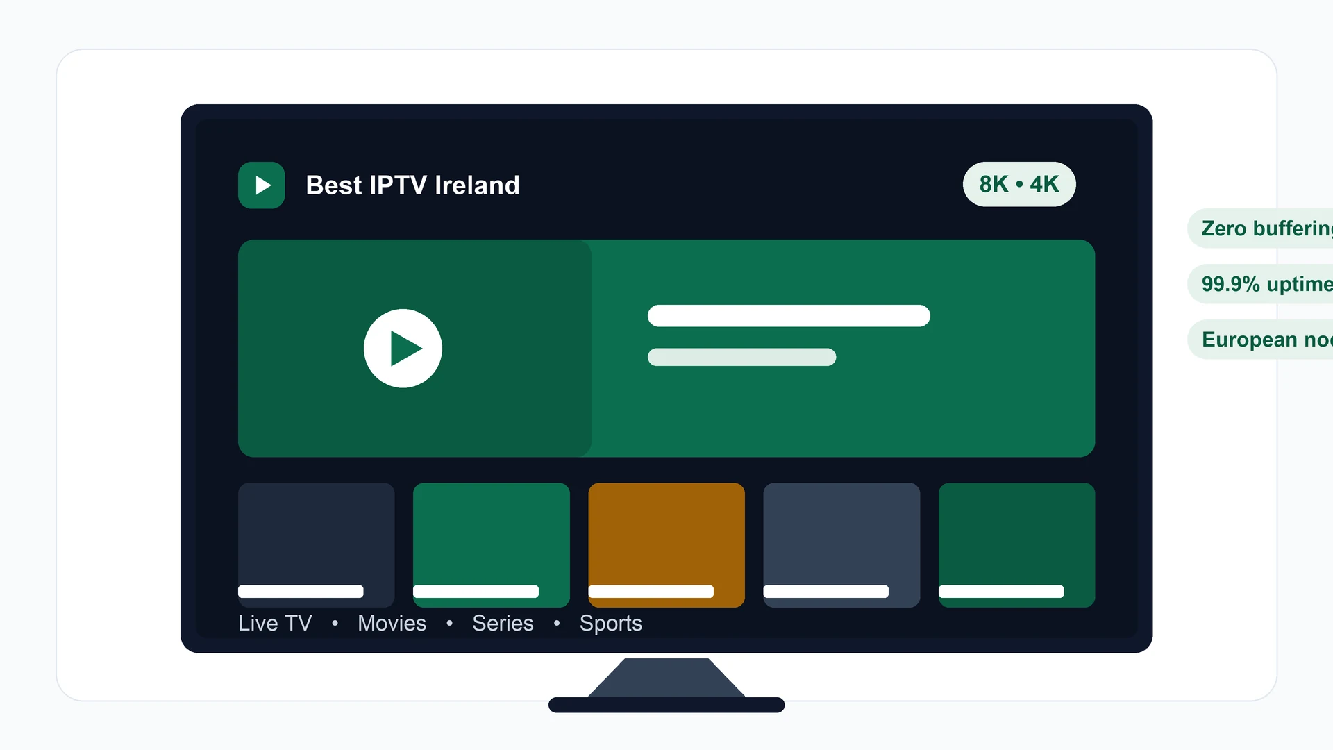IPTV subscription Ireland streaming in 4K and 8K on a smart TV